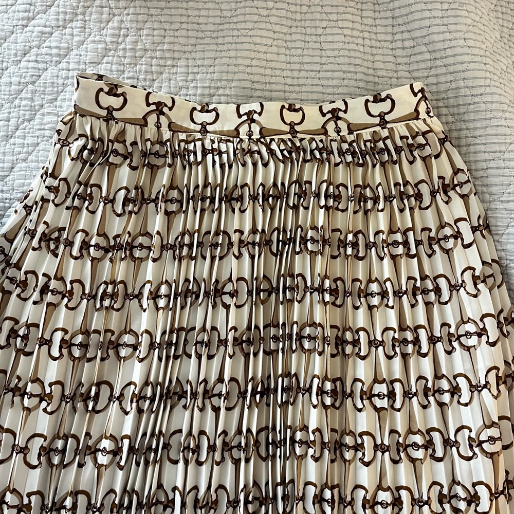 Banana Republic Cream Pleated Midi Skirt with equestrian details